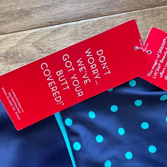 NWT Spanx Flirty Skirted Swim Bottom Size 8 Navy Splash Polka Dot Print 2680 - Picture 4 of 12